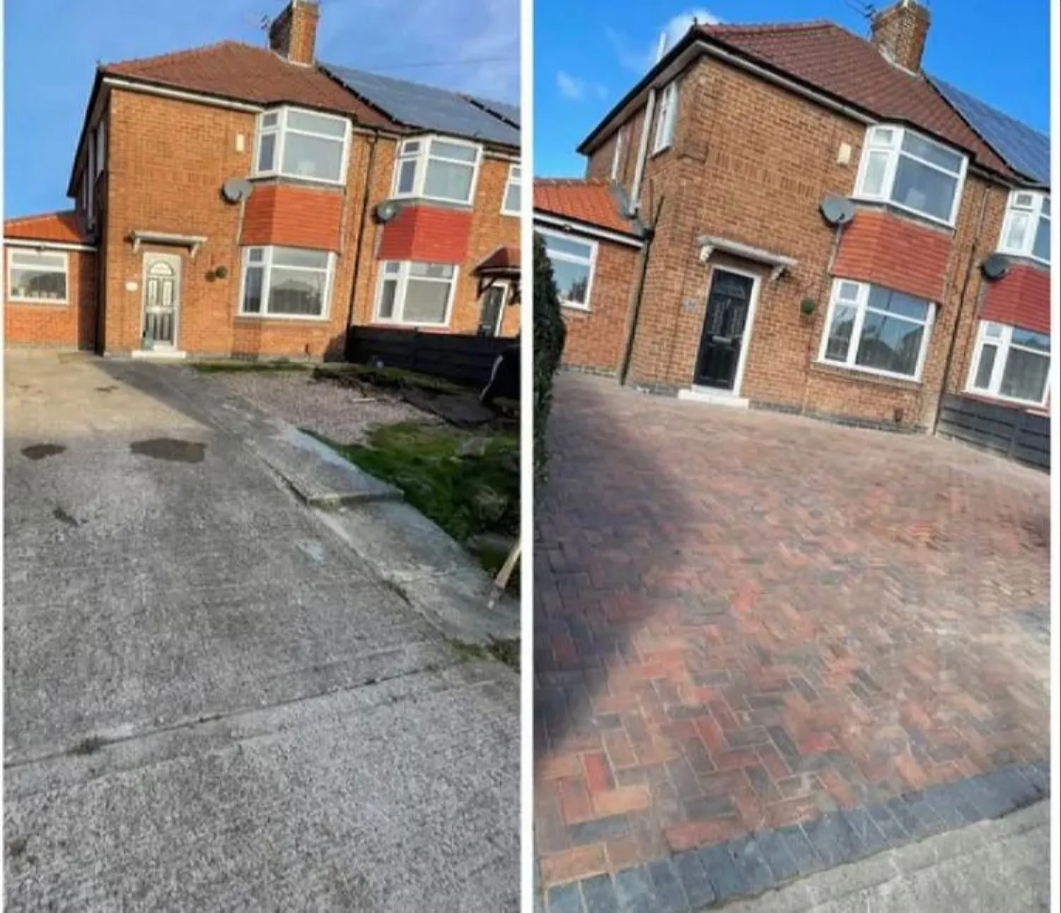 concrete driveway transformed with block paving