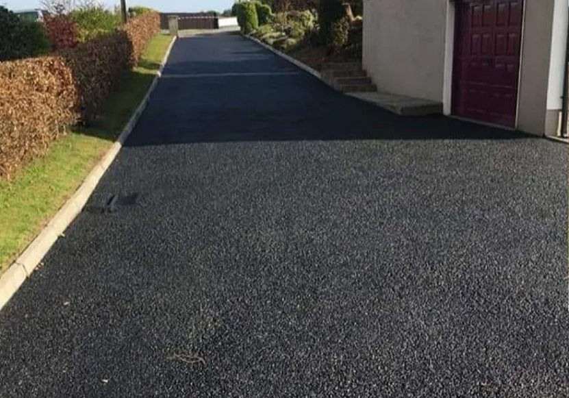 freshly tarmacked driveway