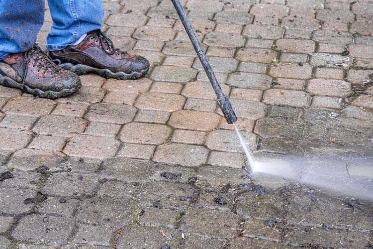 powerwashing paving stones